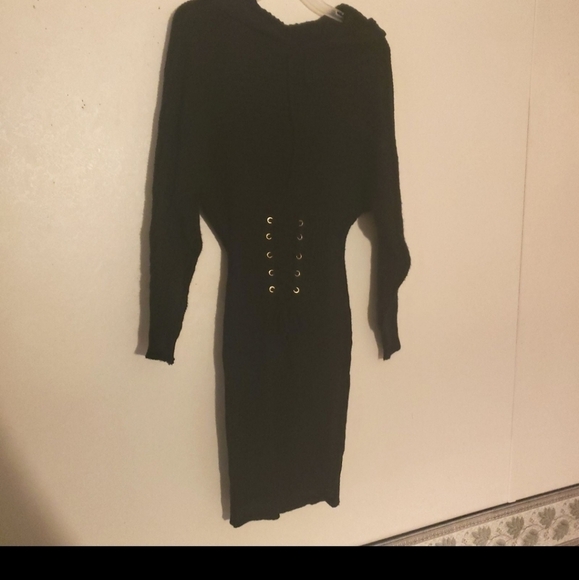 Say What Ribbed Bodycon Stretchy Sweater Dress With Hood Size S NWT - Picture 1 of 10
